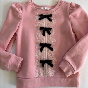American Girl x Janie and Jack Pink Lace Bow Sweatshirt | Girls Size 6